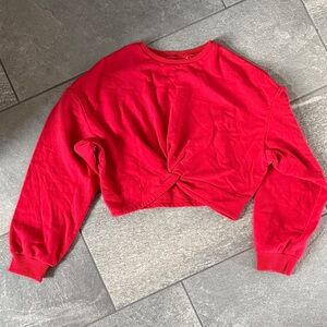 H&M Red Crop Twist Front Sweatshirt